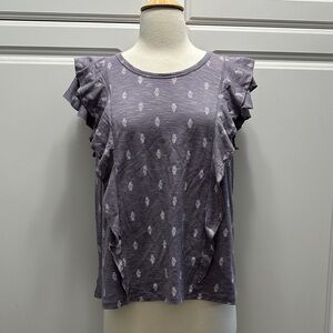 Garnet Hill Lavender Ruffle Sleeve Blouse